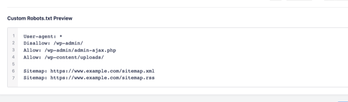 Vista previa de robots.txt de All in One SEO