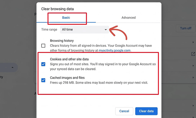Google ChromeでCookieとキャッシュをクリアする