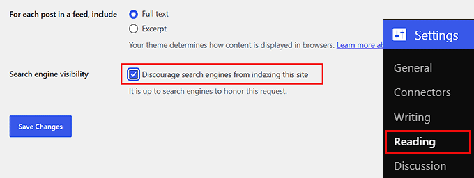 Descurajează motoarele de căutare să indexeze folosind setările încorporate în WordPress Descurajează motoarele de căutare să indexeze folosind setările încorporate în WordPress