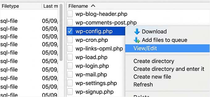 FTP経由でwp-config.phpファイルを編集
