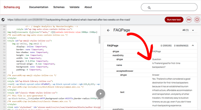 FAQ schema test results