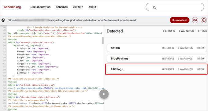 Expand the schema validator FAQ results