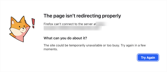 Firefox exibindo erro de a página não está redirecionando corretamente