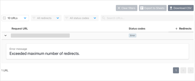 httpstatus exibindo loop de redirecionamento