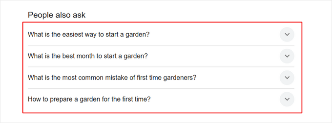 Example of FAQ schema appearing in People also ask boxes