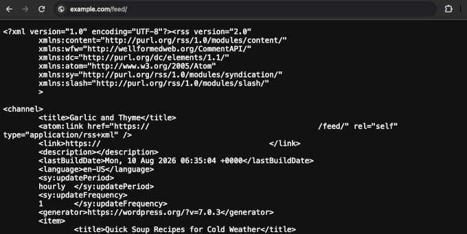 WordPressのデフォルトRSSサイトマップ