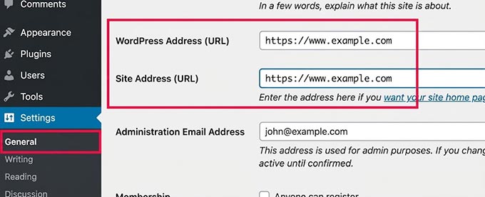 WordPress URL設定