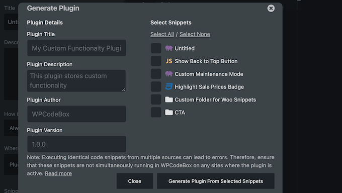 So generieren Sie ein eigenständiges Plugin mit WPCodeBox